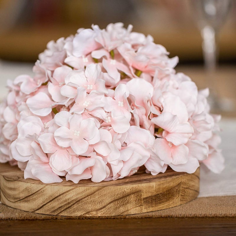 Exoment Silk Hydrangea Heads with Stems,Baby Pink Artificial Flower Heads DIY Wedding Centerpiece Home Party Baby Shower Decor (Baby Pink, 10) - Image 3